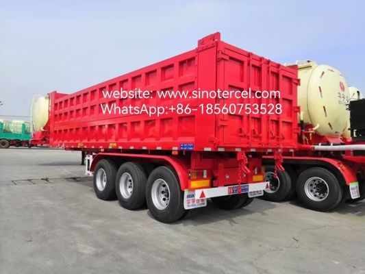3 Axles Dumping Tipper Semi Trailer 20-50CBM Front Lifting Hydraulic For Sand Stone Gravel  Efficient  Mining And Transportation Industry