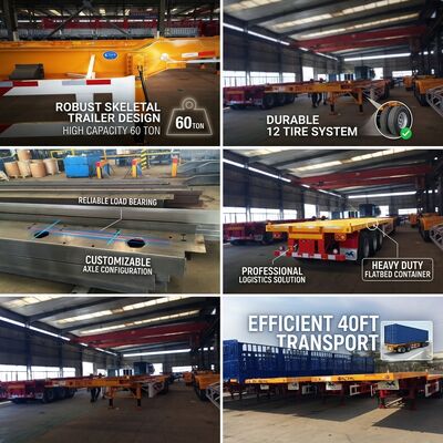 Customized 3 Axle Flatbed Semi Trailer 6880mm 1310mm Wheel Base