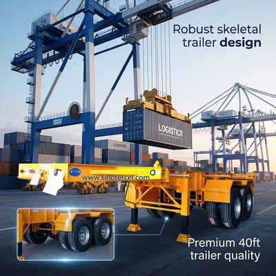 1310mm Wheel Skeletal Semi Trailer 40ft 4 Axle Semi Trailer