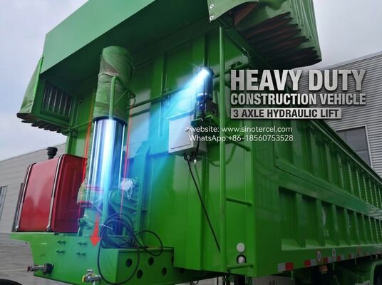 3 Axle Front Hydraulic Lift Semi Dump 24CBM High Efficiency Unloading With A Tarp