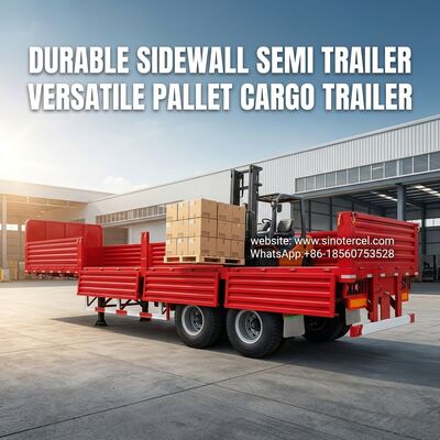 SINOTERCEL 3 Axles Sidewall Semi Trailer Dropside Trailer Pallet Transport Easy Unload Efficient  Heavy Load