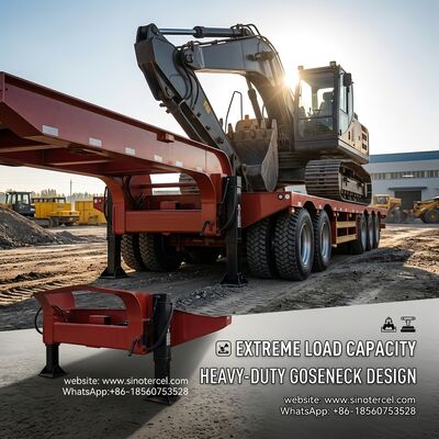 Semi Lowbed Trailer 60t 3 Axle Low Bed Trailer Pull Containers Applicable In Height-restricted Areas Smooth Driving