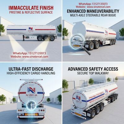 3Axles White Oil Tank Semi Trailer With 45CBM Loading Capacity