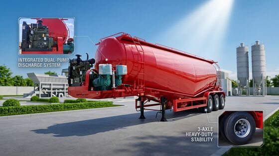 12.00R20 Tyre Cement Bulk Trailer For Heavy-Duty And Transport Of 45 100 Tons Payload